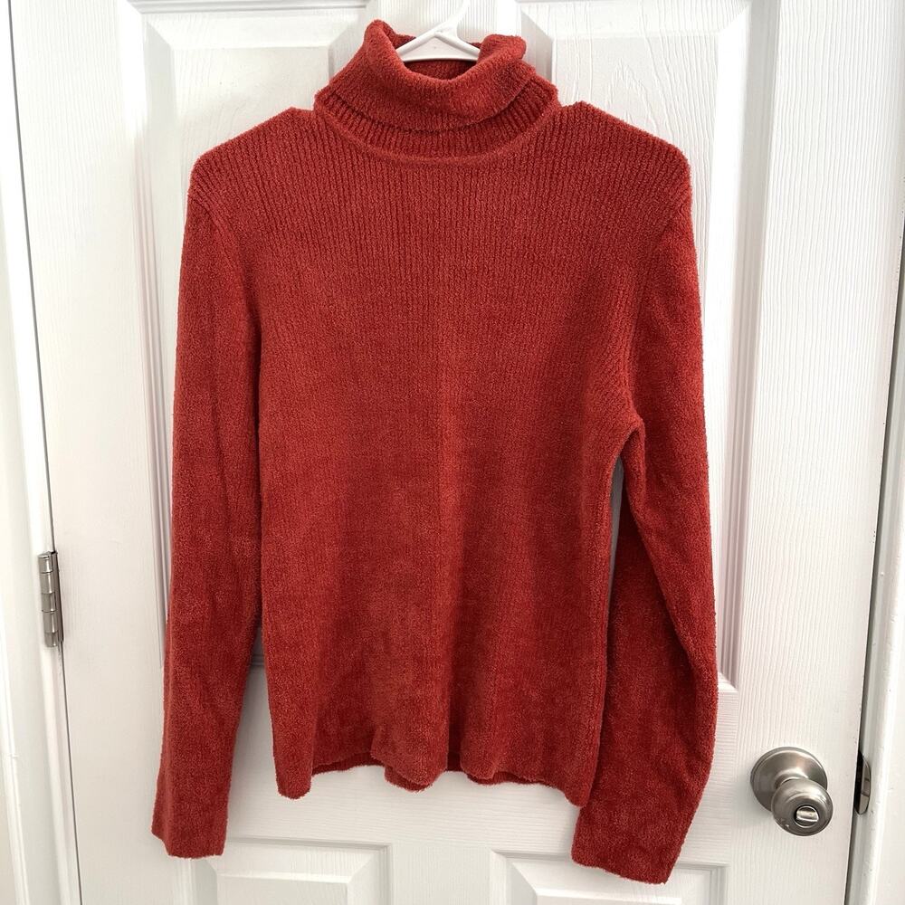 Talbots turtleneck sweater Womens Vtg Stretch Nylon Teddy Bear Knit Cozy Soft L